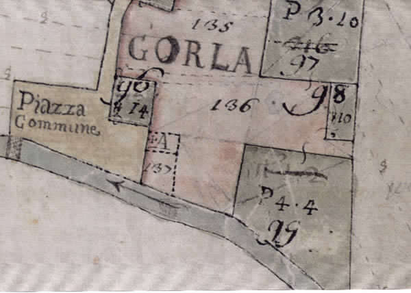 Gorla. Mappa della Misura Generale. Dettaglio della Piazza del Comune
